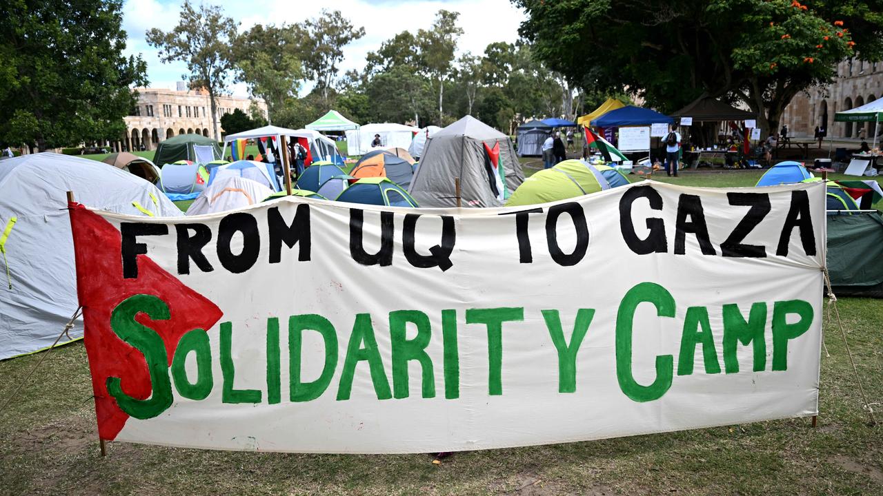 Pro Palestinian protest camp at the University of Queensland (UQ) in Brisbane. Picture: Dan Peled / NCA NewsWire