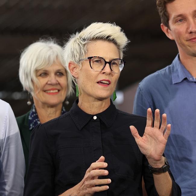 Greens Senator Penny Allman-Payne, speaks to the media in Brisbane after an extremely successful result for the party in Queensland at the last federal election. Picture: Adam Head