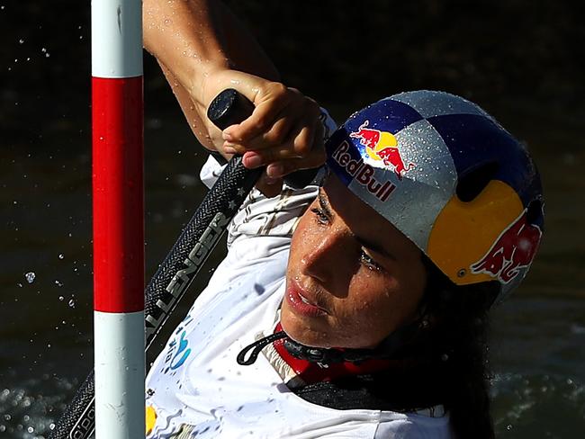 PENRITH, AUSTRALIA - FEBRUARY 17: Jessica Fox of Australia competes in the Women's Canoe Single semifinal during the 2019 Australian Canoe Slalom Open on February 17, 2019 at Penrith Whitewater Stadium in Penrith, Australia. (Photo by Cameron Spencer/Getty Images)