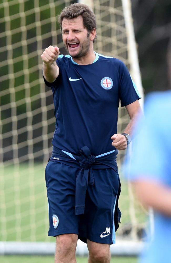 Montemurro coaching Melbourne City in 2016. Picture: Kylie Else