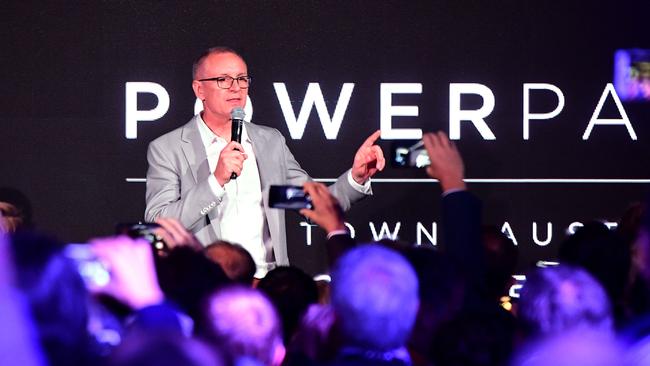 Premier Jay Weatherill at the launch of the Tesla-built lithium ion battery last month. Picture: Mark Brake/Getty