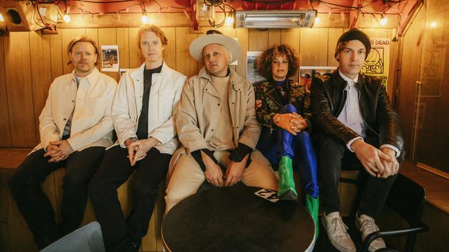 Arcade Fire in their New Orleans home studio where they made WE. Picture: Supplied / Sony