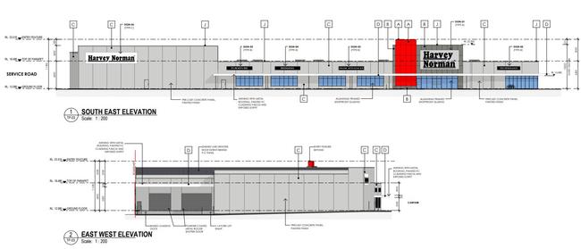 Plans for Harvey Norman's new facility in Whitsunday Plaza, Airlie Beach, on Galbraith Road and Shute Harbour Road. Photo: Contributed