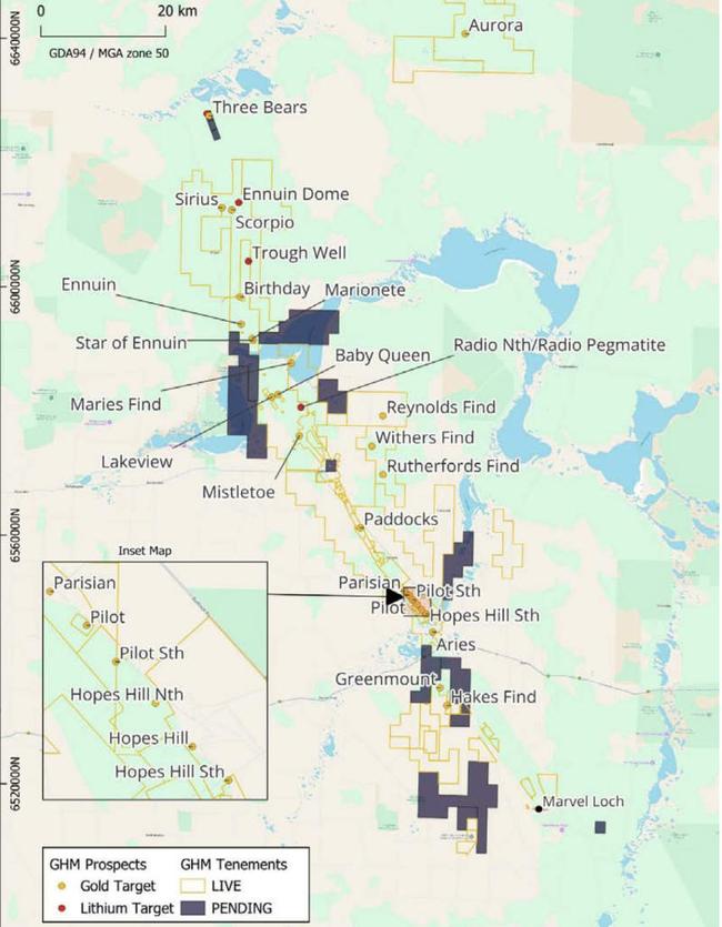 Southern Cross tenure and prospects. Pic: Golden Horse Minerals