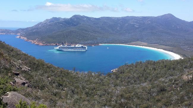 The cruise ship Diamond Princess in Wineglass Bay in 2015. Picture: STEPHEN LAIRD