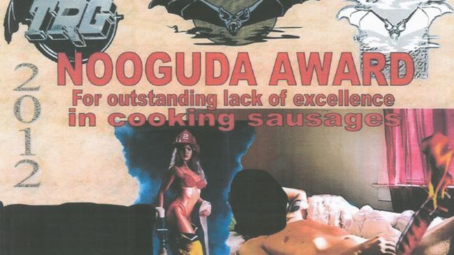 A ‘nooguda’ certificate for ‘outstanding lack of excellence in cooking sausages’ purportedly awarded to an unnamed officer in 2012.