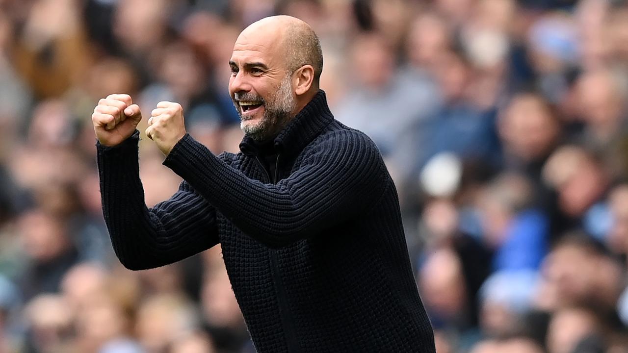 Pep Guardiola was all smiles in the City dugout.