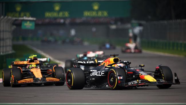 Max Verstappen was slapped with two separate 10-second penalties after tangling with Lando Norris during the Mexico Grand Prix