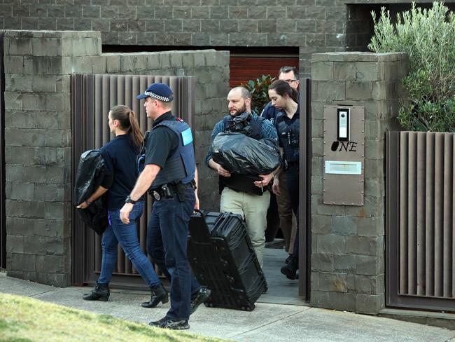 Police remove items from John Ibrahim’s home during the week. Picture: Richard Dobson