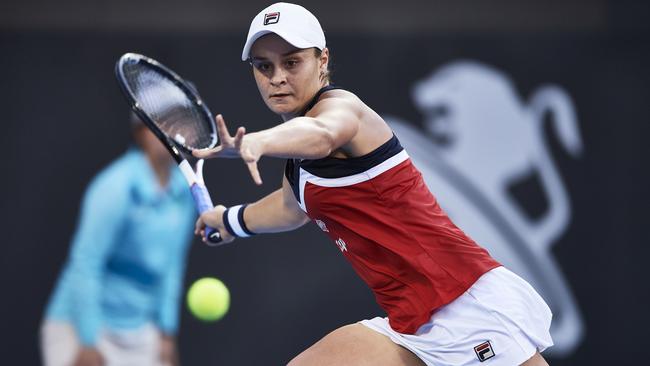 Ash Barty in action during the Sydney International final.