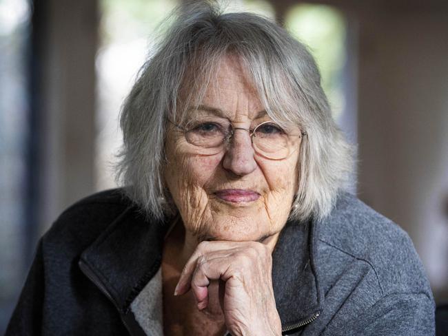 27/06/22 Professor Germaine Greer, pictured in her home on the Mornington peninsula after being released from aged care.. Aaron Francis / The Australian