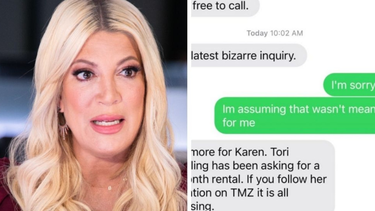 Tori Spelling has exposed the cruel text she received from her realtor. Picture: Instagram