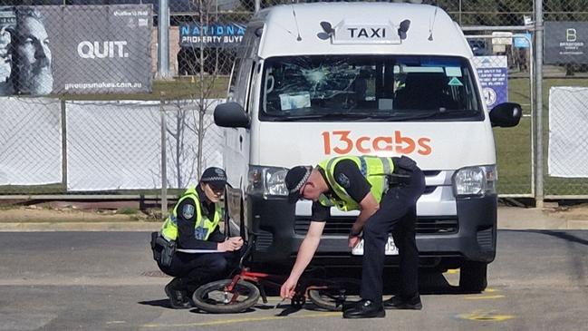 Police investigating the crash site. Picture: Ben Clark