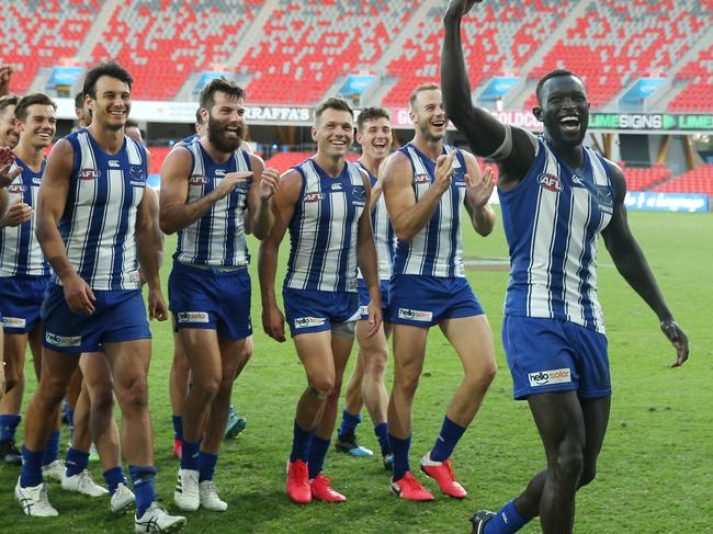 Majak Daw and his Kangaroos teammates.