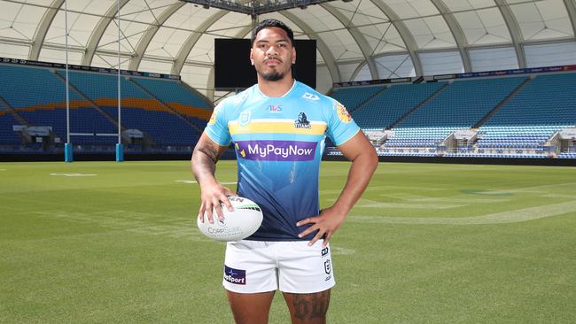 Gold Coast Titans at CBUS Stadium. Thomas Mikaele. Picture Glenn Hampson