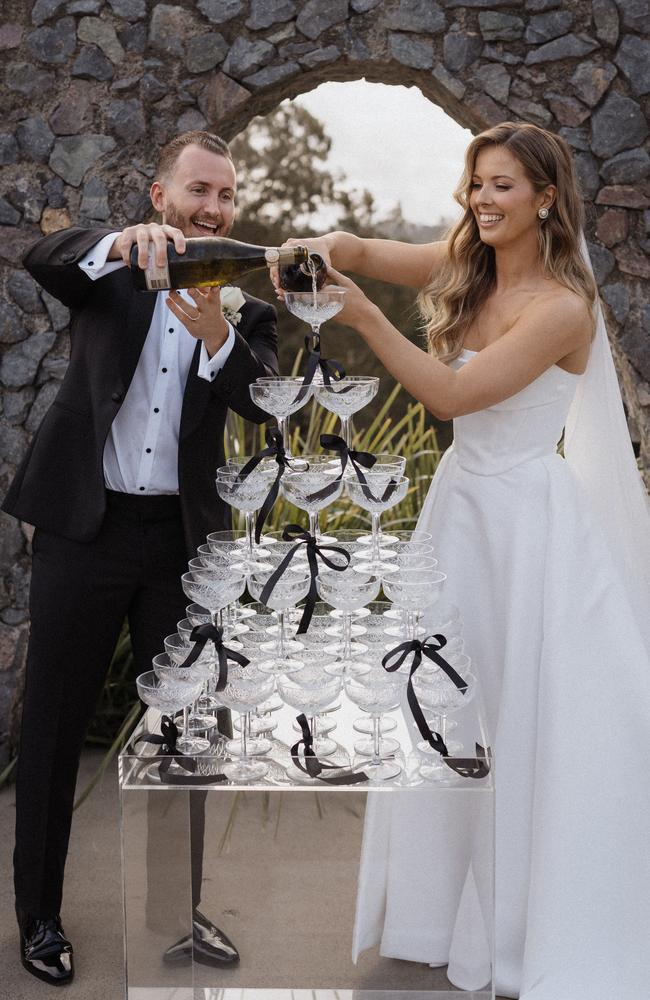 Brittany Worthington and Cody Roberts on their wedding day. Picture: Shae Estella Photo