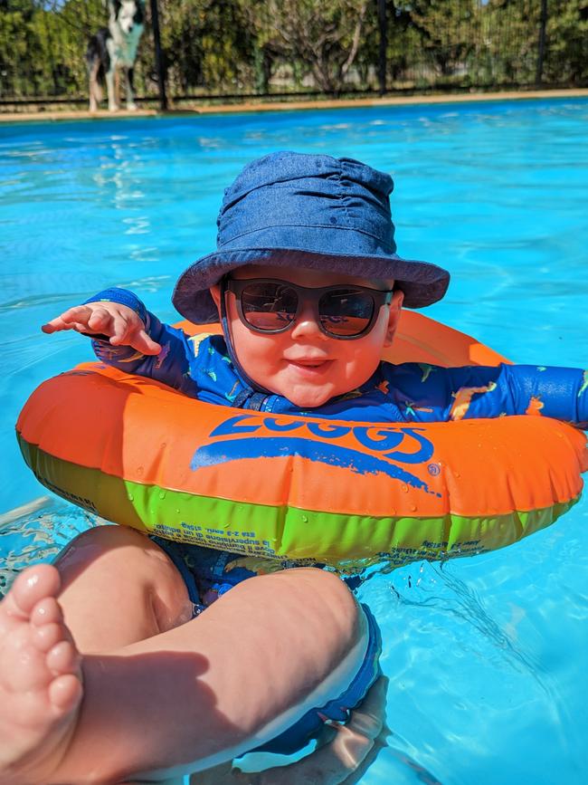 Baby Charlie takes a dip.