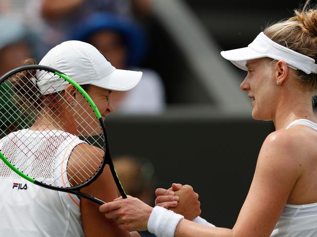 Ash Barty after her defeat by American Alison Riske. Picture: AFP