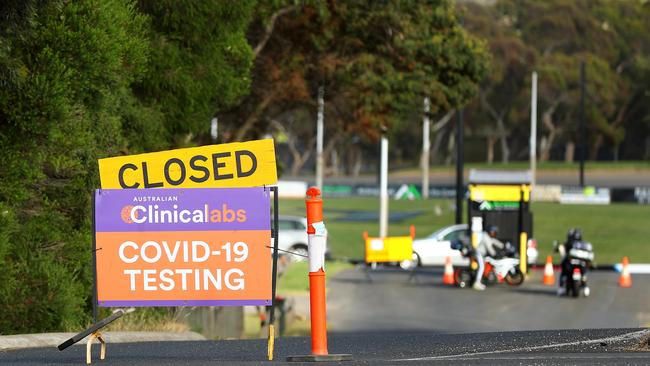 The Torquay Covid testing site was closed due to capacity. Picture: Alison Wynd