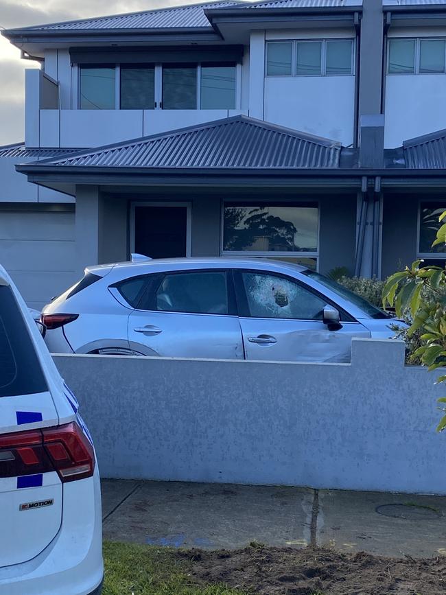 A man’s alleged attempt to steal a car from a family home in McBain St, Altona went horribly wrong, ending with a police car collision. Picture: Owen Leonard