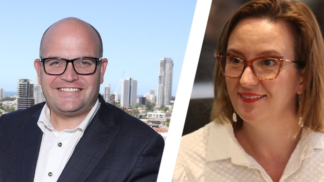 Gold Coast City Council CEO Tim Baker and Southport councillor Brooke Patterson. The Governance chair asked the city's top officer about an investigation.