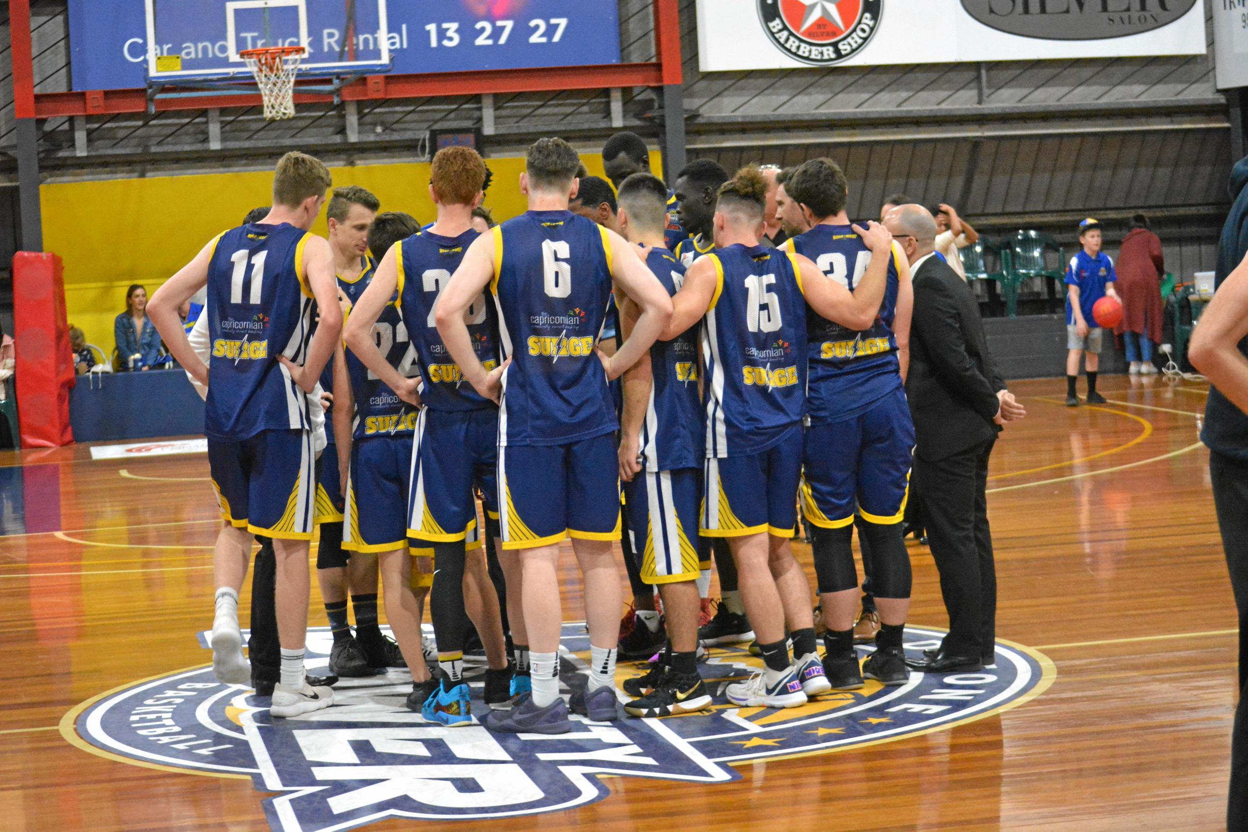 The Power huddle post game after a 114-104 loss. Picture: Nick Kossatch GLA040819QBL