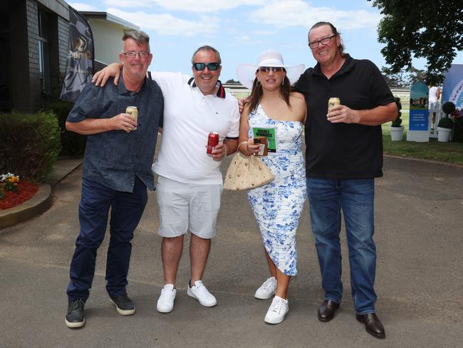 MELBOURNE, AUSTRALIA – DECEMBER 8 2024 Dale Robbins, Adam, Meri and Steven attend the Werribee Cup in Werribee on December 8th, 2024. Picture: Brendan Beckett