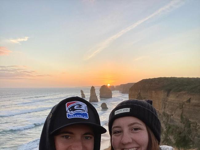 Joel Evans was due to become a father in october , with his fiance Michaela Hurt expecting their child . Picture: Instagram