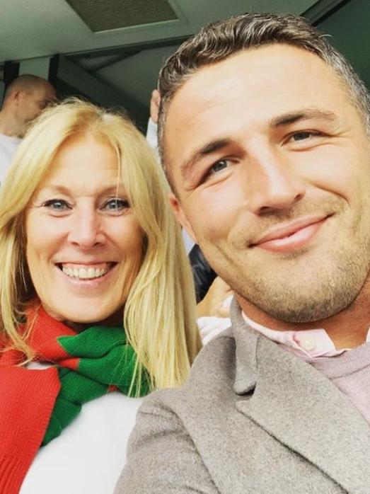 Sam Burgess with his mum Julie. Picture: Instagram