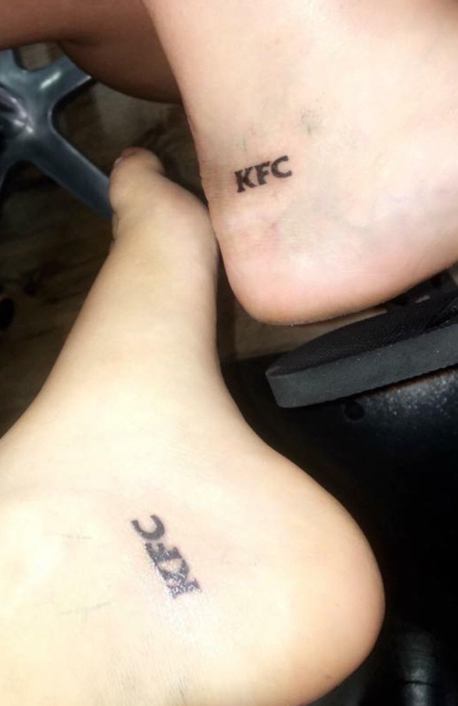 Ms Collins and her friend Brielle got the matching tattoos at Schoolies.