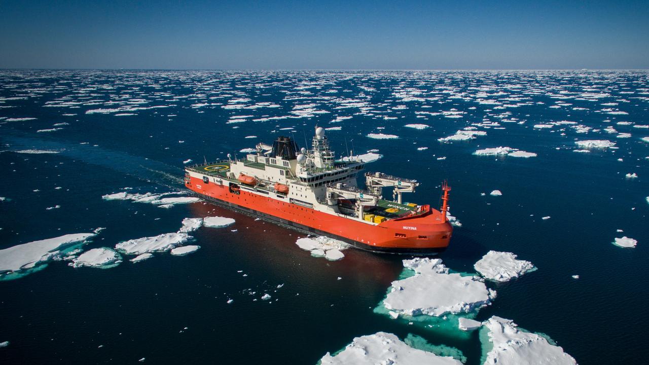 RSV Nuyina. A team of 60 Australian Antarctic Program scientists will leave Hobart next week for the Denman Glacier region on RSV Nuyina, to research a critically important glacier that holds a potential sea level rise of 1.5 metres. Picture: Pete Harmsen/Australian Antarctic Division