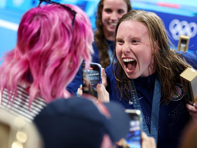 Team USA’s Lilly King celebrates the 4x100m Medley Relay Final. Picture: Getty