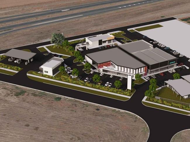 A new development in Angle Vale has been revealed to be a multi building project that when open will include a gym, two story medical facility, childcare centre, fast food restaurant, petrol station and mechanics workshop just off the Northern Expressway. Picture: Supplied