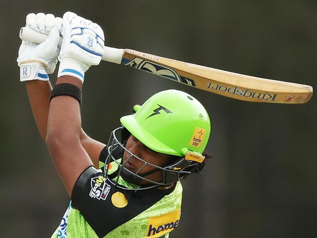SYDNEY, AUSTRALIA - OCTOBER 26:  Chamara Athapaththu of the Thunder bats during the WBBL match between Sydney Thunder and Melbourne Renegades at Cricket Central, on October 26, 2023, in Sydney, Australia. (Photo by Matt King/Getty Images)