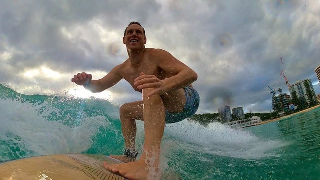 Channel 7 meteorologist Tony Auden is a keen surfer. Picture: Instagram
