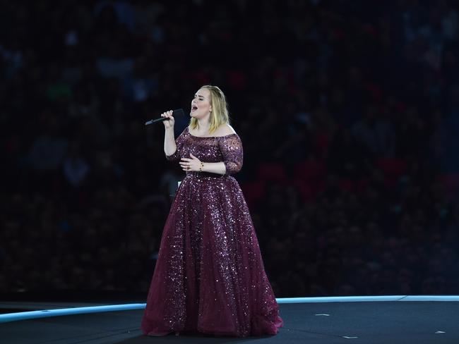 Adele performs at Wembley Stadium yesterday. Picture: Gareth Cattermole/Getty