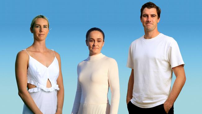 Our Australians of the year, from left, swimmer Emma McKeon, tennis player Ash Barty and cricketer Pat Cummins. Picture: John Feder, James Giles / Vogue Australia