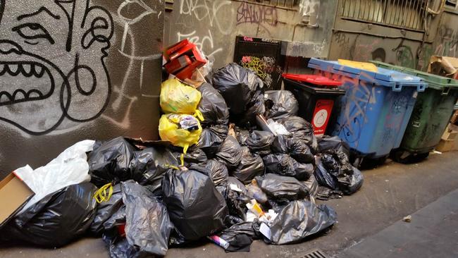 Illegally dumped rubbish in central Melbourne. Picture: City of Melbourne 