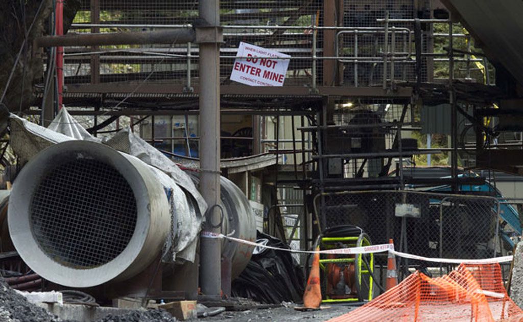 The entrance to the Pike River Coal mine where 29 workers were trapped inside after an explosion on Friday November 19, 2010. Picture: Simon Baker - NZ Herald