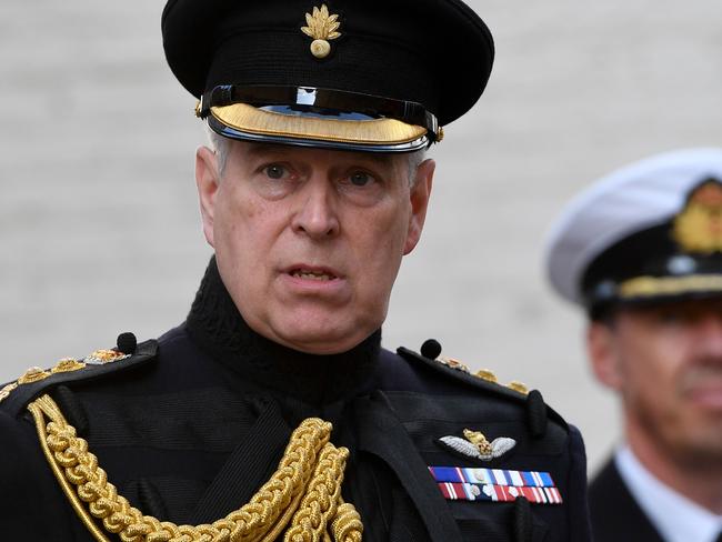 Prince Andrew, Duke of York, attends a ceremony commemorating the 75th anniversary of the liberation of Bruges. He has not yet been interviewed by the FBI about what he knew of Jeffrey Epstein’s acitivites. Picture: AFP