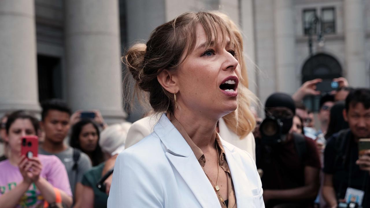 Annie Farmer, who has accused Jeffrey Epstein of abuse, stands with her lawyer outside of Manhattan Federal Court. Picture: Getty Images/AFP