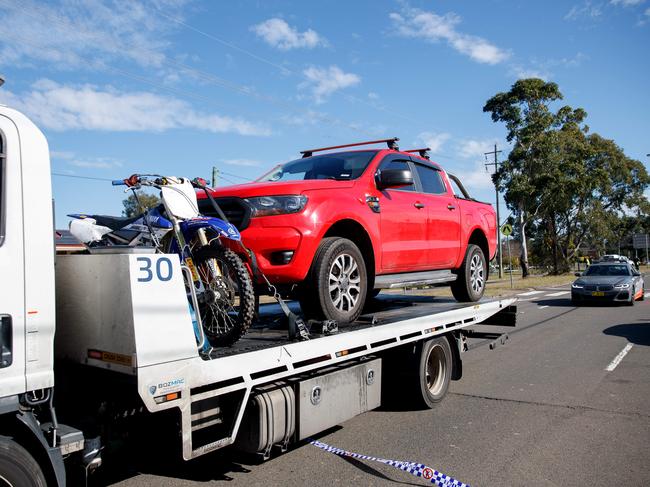 The red ute was eventually towed away. Picture: NewsWire / Nikki Short