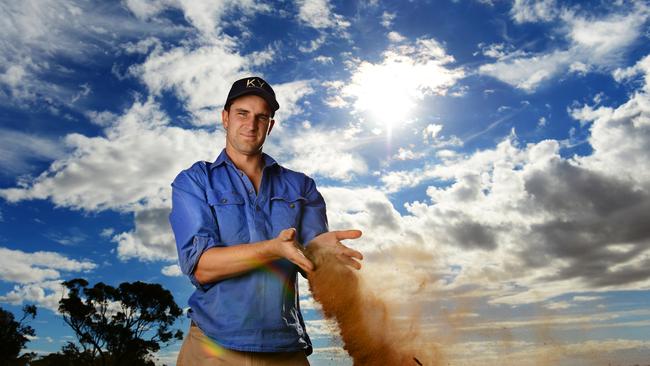 Still waiting: Mallee mixed crop farmer Dale Hinkley says his main farm at Wilkur has had no rainfall since a 30mm drop in January. Picture: Zoe Phillips.