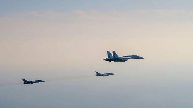 Swedish Air Force hand out image show Russian fighter jets violating Swedish airspace east of the Swedish Baltic Sea island of Gotland. Picture: Swedish Air Force