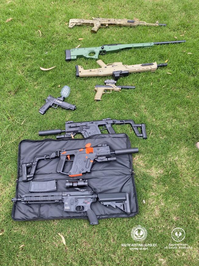 The search found a number of gel blasters and other illegal firearms. Picture: SAPOL