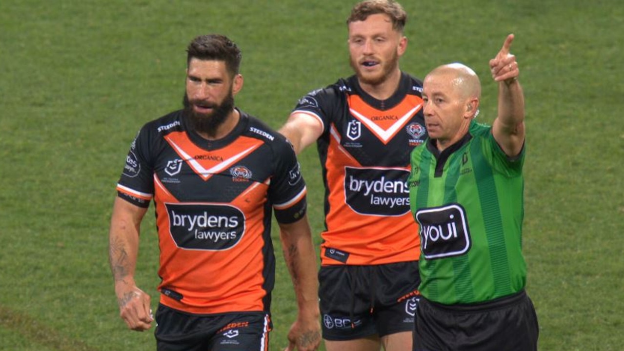 James Tamou exploded at the referee. Photo: Fox Sports.