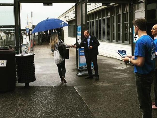 Tony Abbott campaigning at Manly Wharf