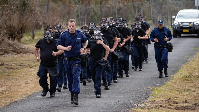 Trainee officers put through their paces during the 10-week program at Francis Greenway Correctional Complex. Picture: Julian Andrews