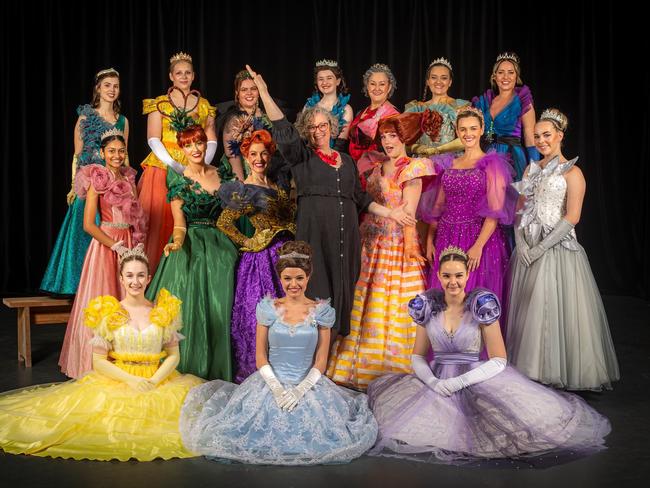 Costume designer Jenni Ansic with the female cast of Cinderella which is showing at the civic theatre in October.