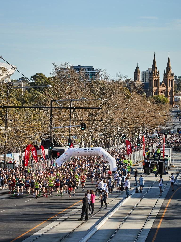 The start of the 12km City to Bay run in Adelaide, Sunday, Sept. 15, 2019. Picture: MATT LOXTON